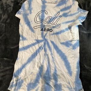 Aeropostale White and Blue Tie-Dye Tee